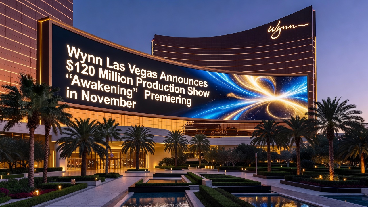 Interior theater seating area at a Las Vegas resort with stage setup visible